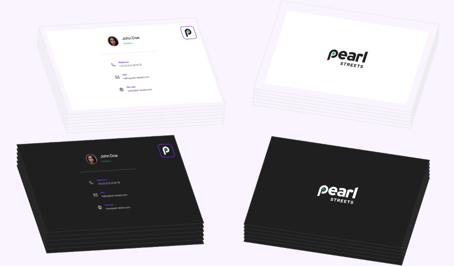 Brand board Pearl Street — mises en situation du logo